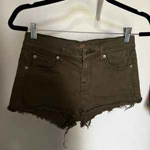 7 for all mankind denim shorts - olive green
